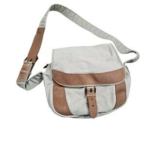 Vintage LL Bean Canvas Leather Crossbody‎ Bag With Adjustable Strap Front Buckle